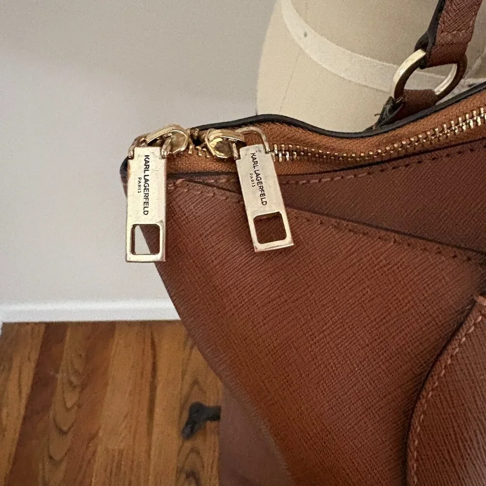 Karl Lagerfeld Paris Brown Monogram Large Paris Suki Tote Luxury Streetwear Chic